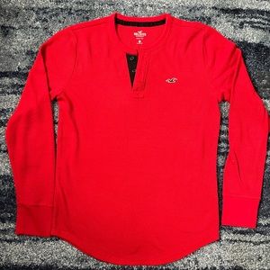 Used - excellent condition Hollister Red henley long sleeved shirt - size Small